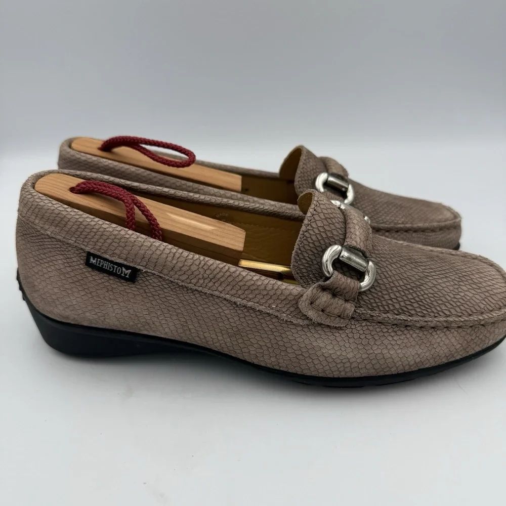 MEPHISTO Cool Air Suede Slip On‎ Loafers Comfort Taupe Tan Women's Size 7.5